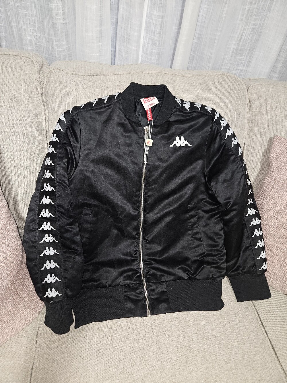 Kappa Black Bomber Jacket with White Logo Tape